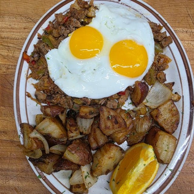 Ma Hubb's Home-made Corned Beef Hash.